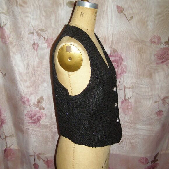 NWT Size Large 8-10 Jason Wu Black Metallic Tweed Jewel button Vest - Picture 3 of 15